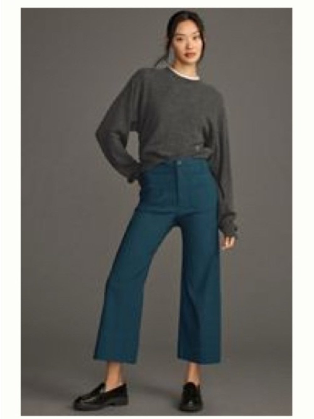 Anthropologie dark turquoise Colette cropped pant